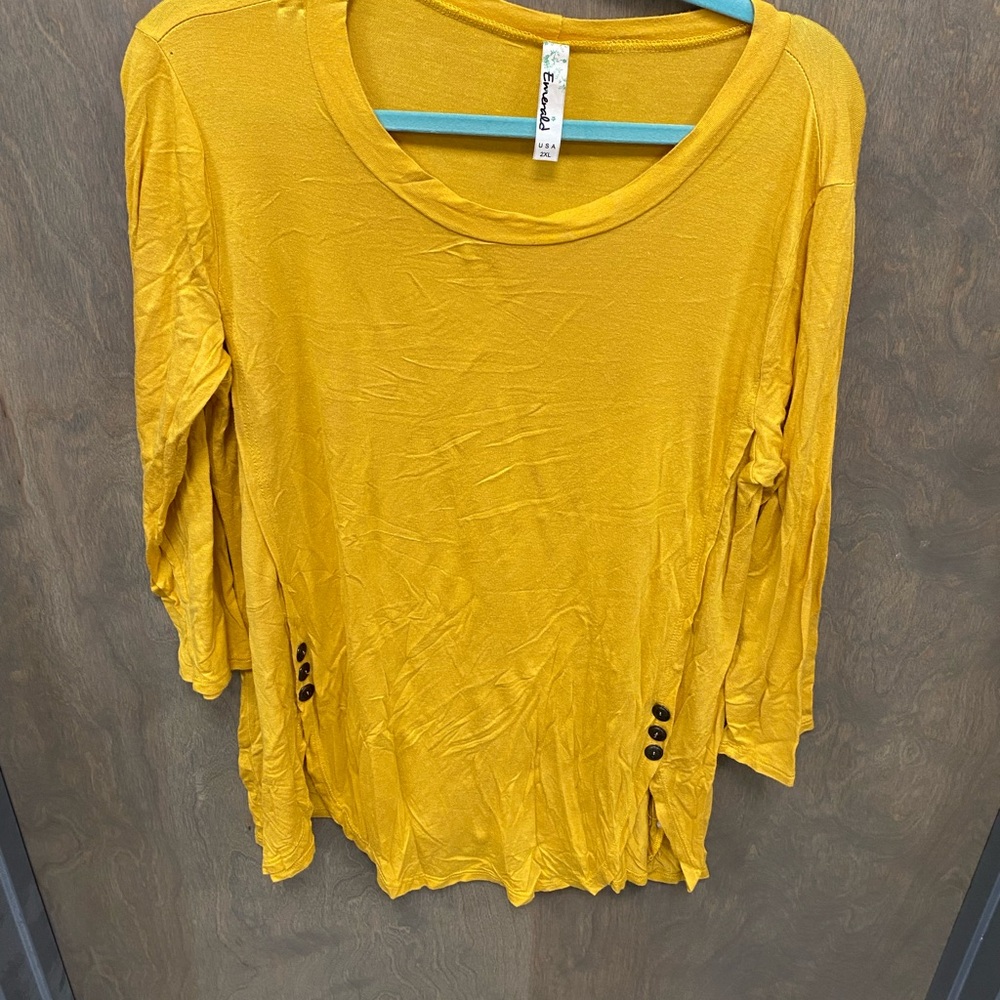 Emerald Mustard Yellow Women's Tunic Top